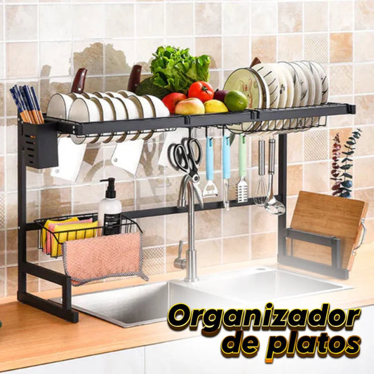 Organizador de Platos de Acero Inoxidable para Lavaplatos
