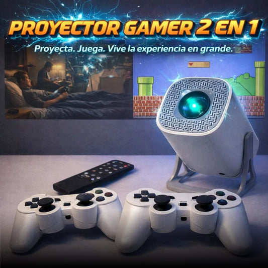 Proyector 2 en 1: Cine en Casa + Consola Retro (Incluye tarjeta 64 GB)